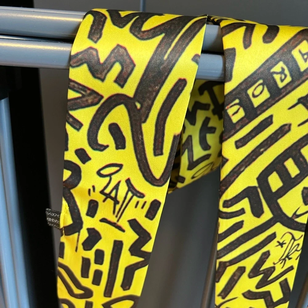 Keith Haring TwoSilky Skinny Tie Scarves